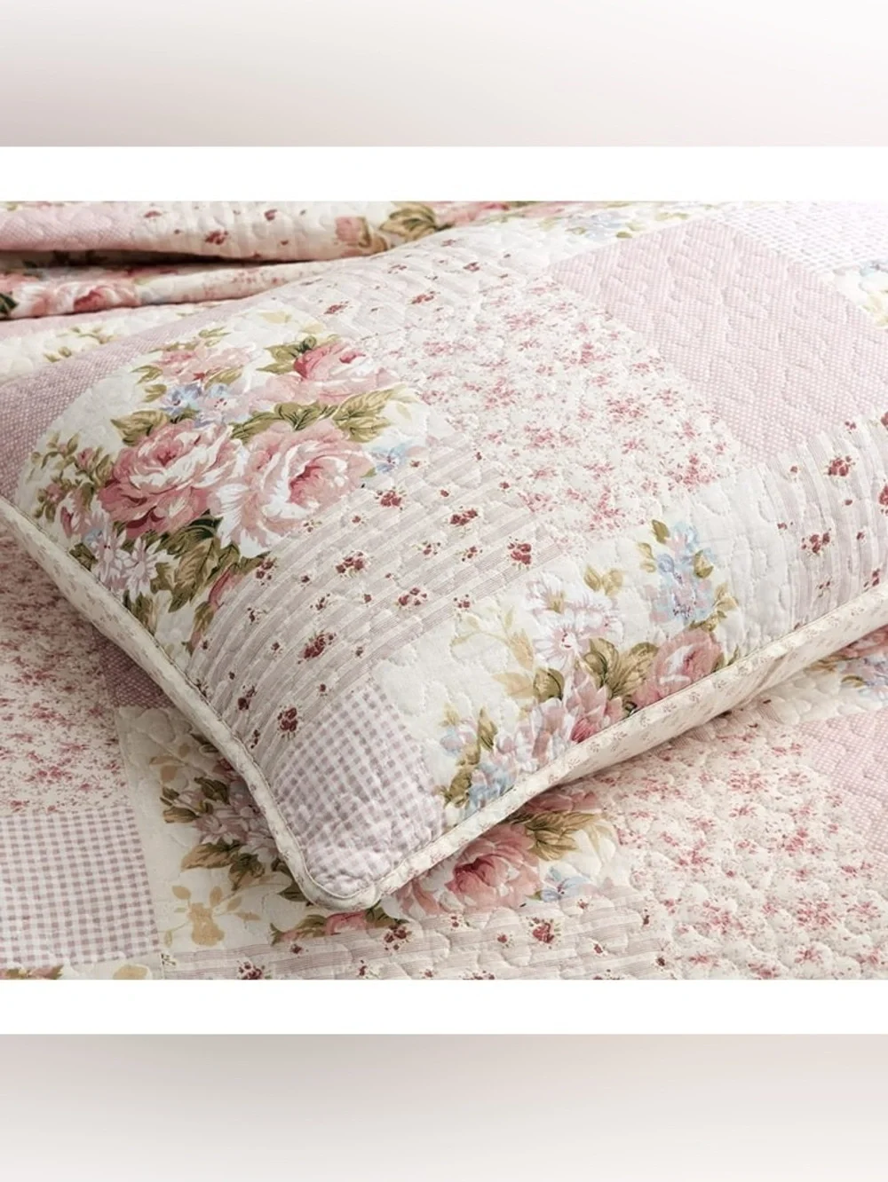 Floral Patchwork cal king 3 piece 100% cotton Quilt Set - Pink